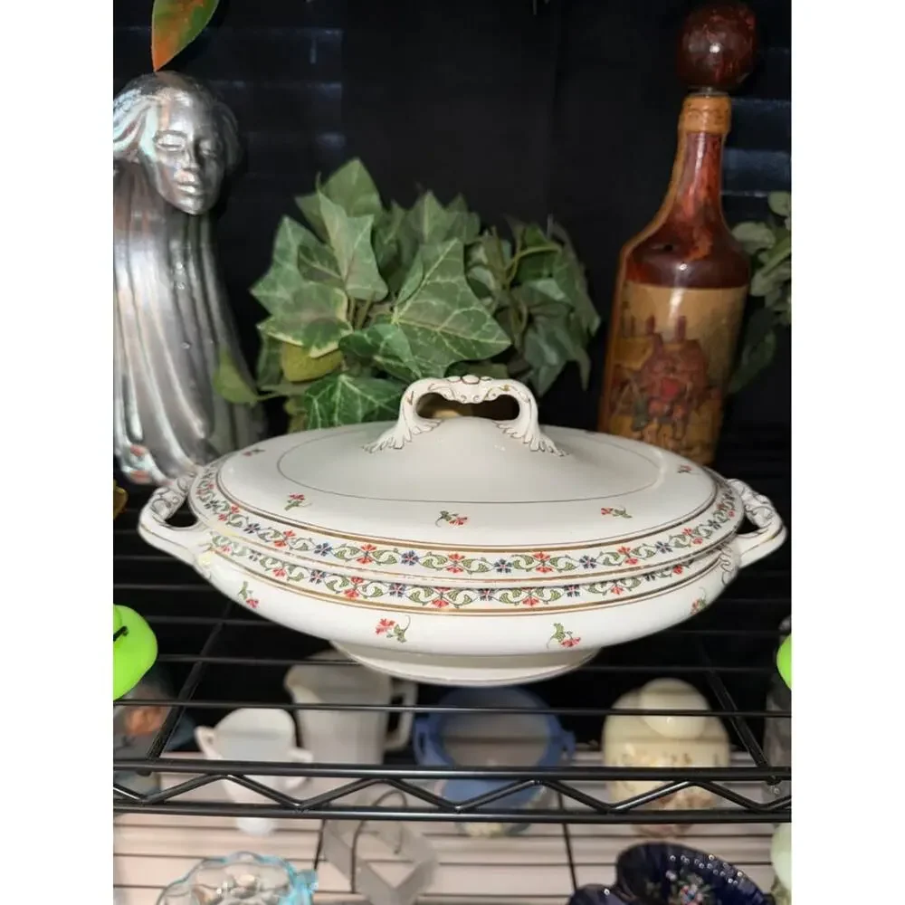 Antique Serving Bowl with Lid, John Maddock & Sons Ltd., England Royal Vitreous,